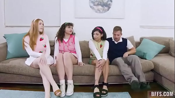 Lucky guy enjoys fucking three busty teen from his new club