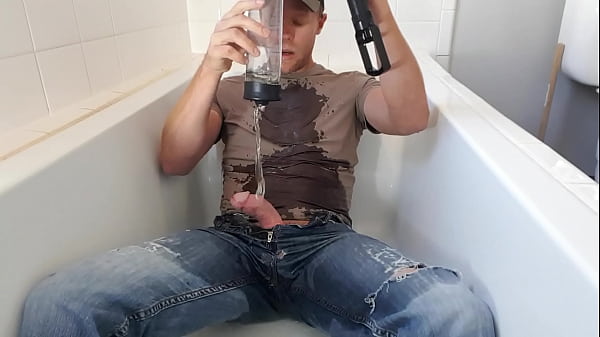 Pissing in a penis pump