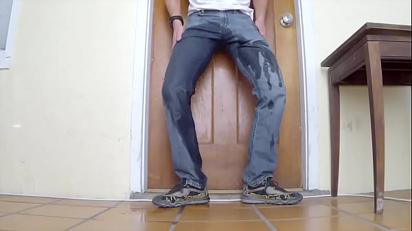 Desperate jeans wetting on my porch