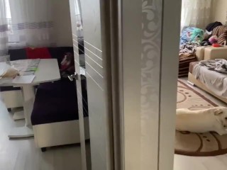 Spied how stepmother masturbates to orgasm and suddenly cum on her - cum on face, tits and body