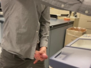 My bosses wife CATCHES me jerking off in the copy room then sucks my cock