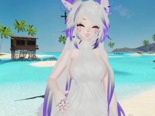 you have fun with a cat boifu on a public beach