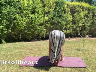 Naked Yoga - Stretching naked in the sun