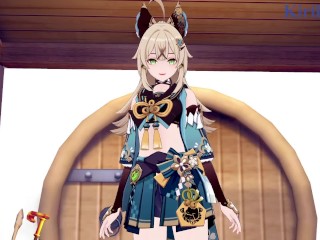 Kirara and Aether have intense sex in the bedroom. - Genshin Impact Hentai