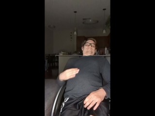 Handicapped Guy Masturbates in Wheelchair and on Couch