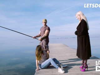 Kinky Chicks Frida Sante & Georgie Lyall Crazy Fuck Outdoors With Big Cock - LATINA MILF