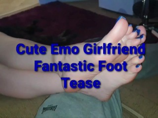 Cute Emo Girlfriend Fantastic Foot Tease with Footjob and Cumshot ending