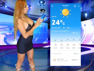 the new weather girl has wardrobe problems - session 1