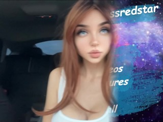 BIG Tits Redhead Give me Blowjob while Driving on Highway