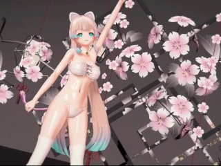 Kokomi Undress Dance Hentai Genshin Impact Catgirl MMD 3D Clear Blue Eyes Color Edit Smixix