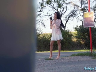Public Agent Big dick POV blowjob and outdoor sex with small tits Ara Mix