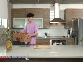 Busty babe Indica Flower takes cucumber sized dick from friend's boyfriend