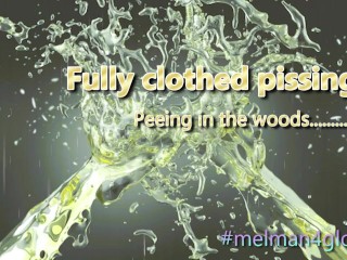Fully clothed pissing in the woods