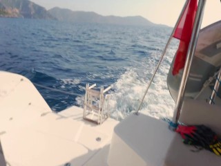 Daddy fucks his redheaded girls on the yacht