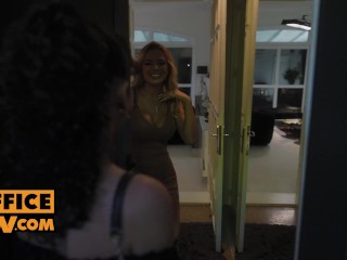 POV - Hot blonde MILF Shalina Devine and tasty petite hottie Geisha Kyd in trio