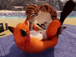 Two girlfriends having fun on the beach | Furry | Wild life | Lesbian