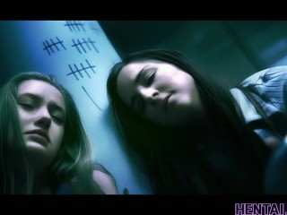 AI HENTAI - Haunted House Lesbian Threesome - Alien Creatures Possess Hot Girls