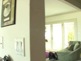 Blonde granny in lingerie fucks in doggy with step-grandson