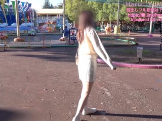 【日本人本物カップル】観覧車でS級美少女がおっぱい丸出しフェラ♡半外半中出しSEX 色白美乳美少女 素人カップル リアルハメ