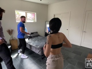 Hercules Tatted Hunk DESTROYS tiny tatted latina tight puss.