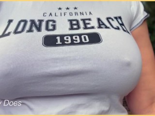 Wifey is braless in public with her perfect tits flashed