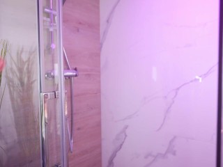 Naughty morning routine - shower & pee in white clothes