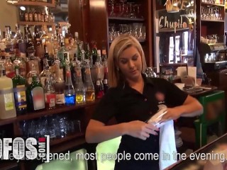 VINTAGE MOFOS - Hot Barmaid Rihanna Samuel Flashes Her Tits To A Customer Before She Sucks His Cock