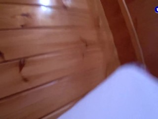 SAUNA ADVENTURE PT4: Horny milf sees my Big Dick and carefully jerks off