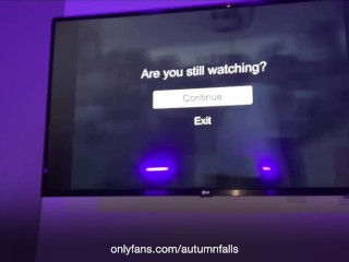 HUGE NATURAL TITS AUTUMN FALLS NETFLIX & CHILL FUCK + CUM EATING