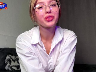 This Beauty With Glasses Made Me Cum Inside Her Pussy! Rough Sex, Creampie, Drooling