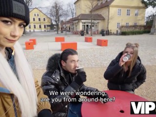 VIP4K. Fucked a pretty girl in a threesome after getting the morning coffee
