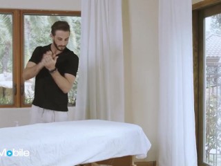 ADULTMOBILE - Brunette MILF Does Not Waste Any Time As She Spreads Her Legs For Her Masseur