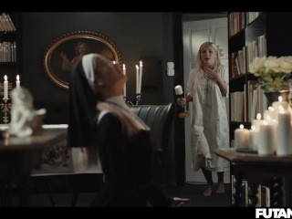 HOLY FUCK! Nun Grows Futa Cock and Creampies Church Girl - Shemale Cumflation
