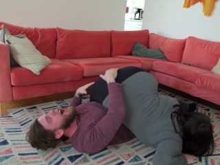 Wrestling with BBW Roommate and Fucking Her Hard until She SQUIRTS! Paige Steele, Steve Rickz