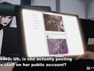 Femboy was caught watching his futa coworker's porn and ended up getting throat fucked