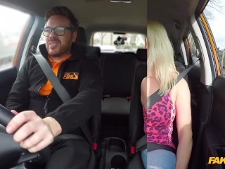Instructor is obsessed with a blonde MILF with big titties - Fake Driving School