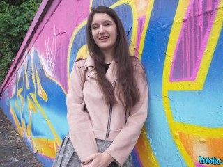 Public Agent - College art Student with natural tits dares to have sex outside for first time