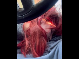 Pleasing Master while driving - foot licking, face slapping, blowjob