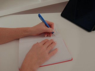 Naughty busty student masturbates during study time and get facial cumshot from stepbrother