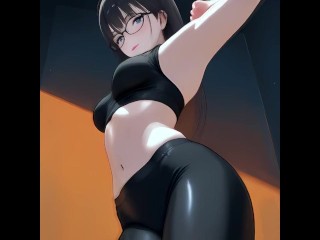 Aiko is ready to exercise in her yoga pants, but they are so tight... (preview)